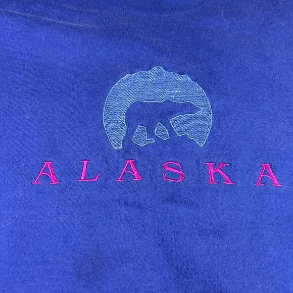 Vintage 90s Alaska Crewneck Sweatshirt Adult L Pullover Moon Polar Bears USA - Picture 10 of 13